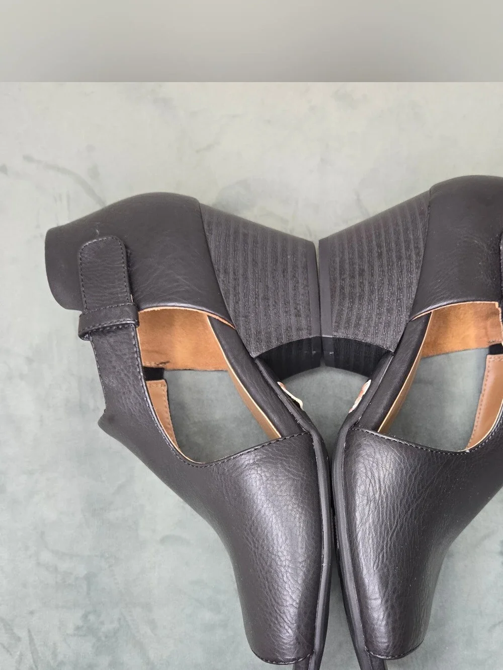 Natural Soul Daya Black Peep Toe Block Heel Sandal Size 9